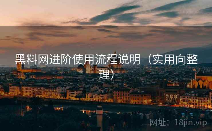 黑料网进阶使用流程说明（实用向整理）